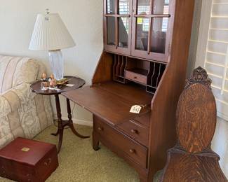 Secretary Desk, Pie Crust Table, Antique High Back Chair