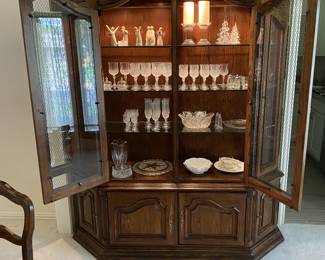 lighted china cabinet, crystal