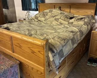 4 piece under drawer bed, 2 night stands-and dresser