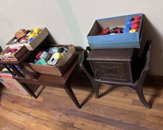 Old toys and Smoker Cabinet & Magazine Rack Combo