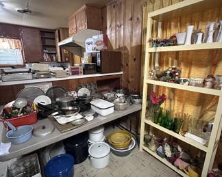 Old pots, pans, vases, canning jars