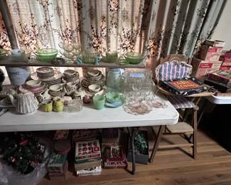 Vintage Desert Rose Dishes, Old High Chair
