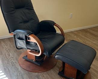 Avantglide Made in Canada Recliner Chair and Ottoman Navy Blue