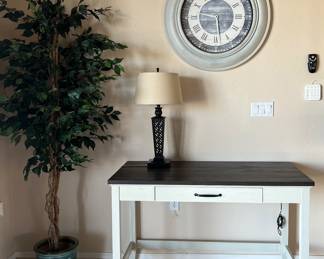 Twinstar Home Desk w Drawer/Keyboard Shelf, Silk Tree (Pot sold separately), Waldorf Luggage Vintage Cosmetic Case