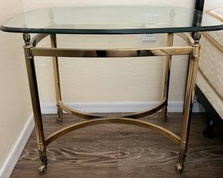 Vintage Brass and Glass End Table