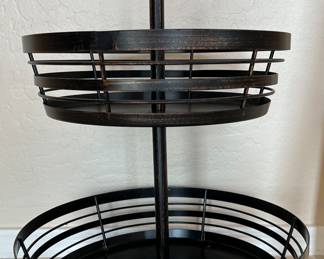 2-Tiered Metal Basket on La-Z-Susan Base