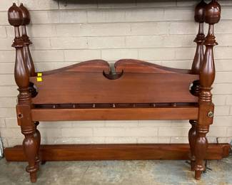 Solid Wood Spindle Bed Frame with Decorative Finials