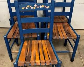 Set of 5 Toil Painted Ladderback Chairs