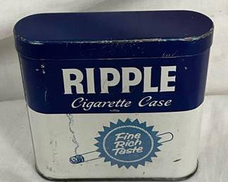 Early Tin ‘Ripple’ Cigarette Case, 3 x 3 Inches