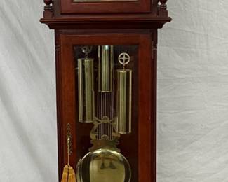 Ridgeway Grandfather Clock in Cherry Wood with Brass Details
