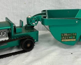 Metal Toy Tractor and Scraper with Steel Tracks, 20” x 4 1/2”