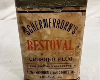 Early Schermerhorn’s Bestoval Tin Can for Pipe and Cigarette Tobacco