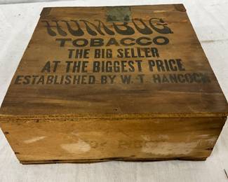 Wooden HumBug Tobacco Box with Hinged Lid, 7in