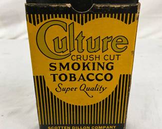 Early 1930s Cardboard ‘Culture’ Crush Cut Smoking Tobacco Box by Scotten Dillon Co.