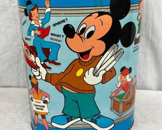 Metal Wastebasket Featuring Mickey Mouse Club Graphics, 10×13 Inches
