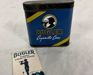 1973 Bugler Cigarette Tin with Original Cigarette Papers