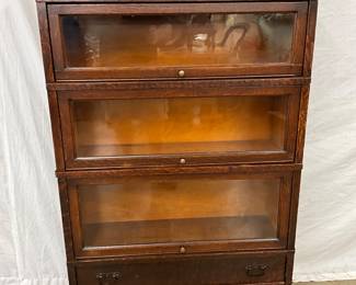 Oak Barrister Bookcase with Three Stacks, Drawer, and Bands by Kay Office Furniture Co.