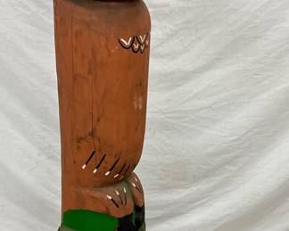 54-Inch Hand-Carved Wooden Totem Pole with Bird Motif