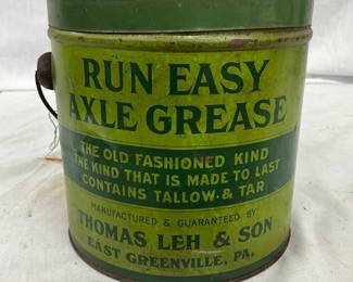 Run Easy Axle Grease Metal Can by Thomas Leh & Son, East Greenville, PA