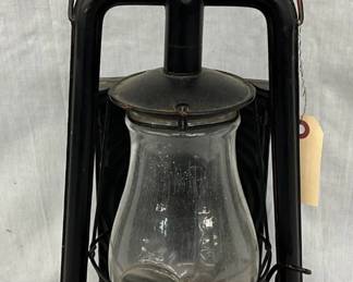 Black Metal Hurricane Lantern with Glass Globe