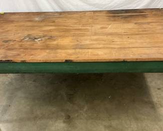75-Inch Primitive Pine Table with Old Green Painted Base