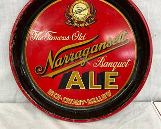 Red Metal Narragansett Ale Plate, 13-Inch Diameter