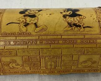 Metal Coin Bank Featuring Mickey and Minnie Mouse