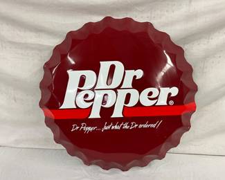 24-Inch Dr Pepper Decorative Metal Bottle Cap Sign
