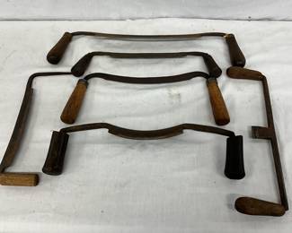 Five Antique-Style Draw Knives with Wooden Handles
