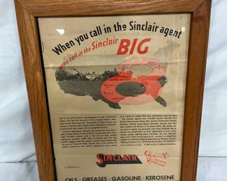 Framed 1932 Sinclair Gasoline Magazine Cover Advertisement, 13 1/2 x 16 1/2