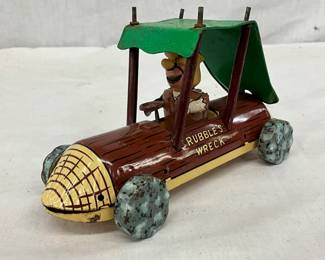 Tin Lithographed ‘Rubble’s Wreck’ Toy Car with Figure, 7” x 3 1/2”