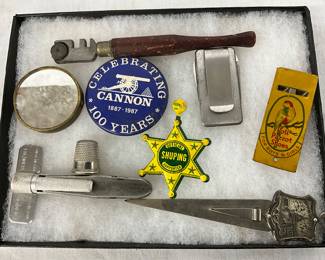 Collectible Tools, Badges, and Advertising Ephemera