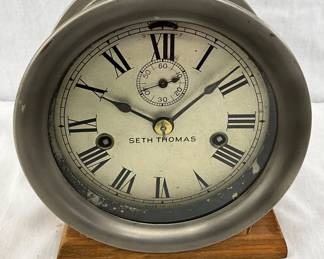Seth Thomas 7-Inch Metal Marine Clock with Roman Numerals
