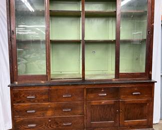 Oak Two-Piece Country Store Cupboard