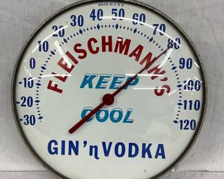 Fleischmann’s Gin and Vodka 12-Inch Glass Front Thermometer