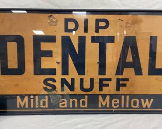 Framed 1960 Dip Dental Snuff Paper Advertisement with Original Dental Snuff Can