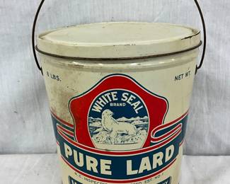 White Seal Brand 8 Pound Lard Tin with Handle