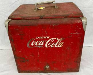 Early Coca-Cola Metal Box Cooler with Handle, 17 1/2 x 16 1/2