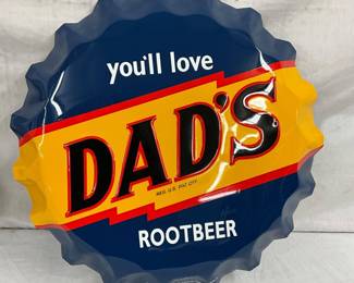 22-Inch Embossed Dad’s Root Beer Tin Advertising Sign