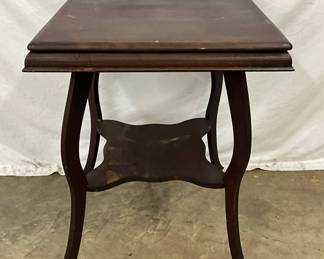 Wooden Side Table with Scalloped Lower Shelf and Cabriole Legs