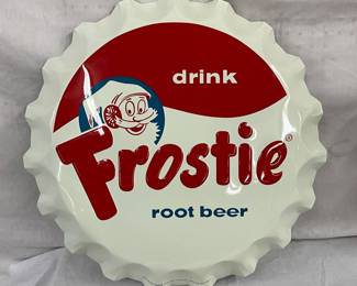 22-Inch Embossed ‘Drink Frostie Root Beer’ Metal Cap Sign