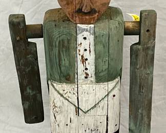 Carved Wooden Figure with Movable Arms, 16in x 41in