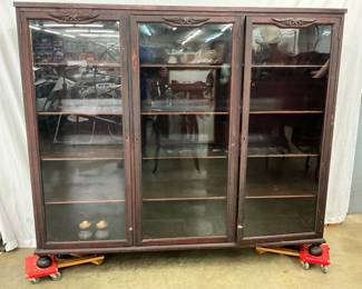 Three-Door Display Cabinet with Glass Panels