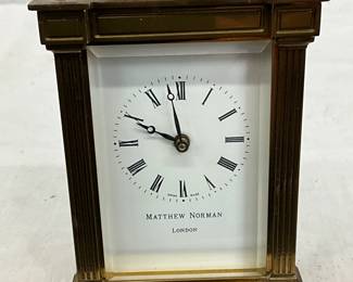 Matthew Norman Brass Carriage Clock with Glass Panels, 3 1/2” x 4 1/2”
