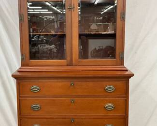 Craftique Mahogany China Cabinet with Glass Doors and Drawers, Circa 1957 - Mebane, NC
