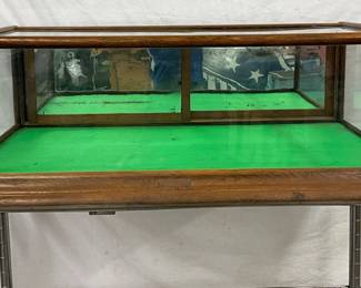 Wood Framed Glass Display Case, 47 1/2 x 15 Inches