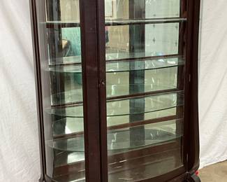 51” x 63” Mahogany China Cabinet with Bowed Glass Panels