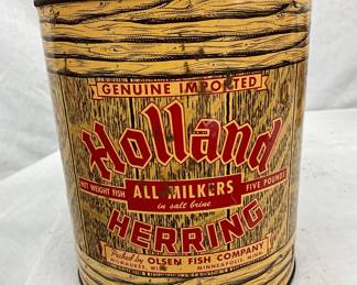 1-Gallon Tin Container for Holland Herring, Olsen Fish Company