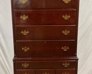 Cherry Queen Anne Highboy with Integrated Desk
