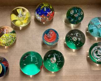 Handcrafted Art Glass Paperweights with Embedded Designs